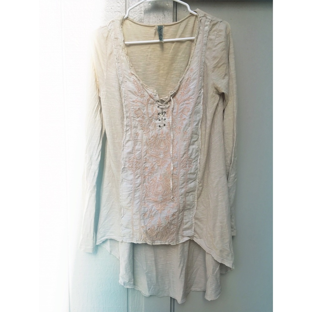 Free People high low boho long sleeve top